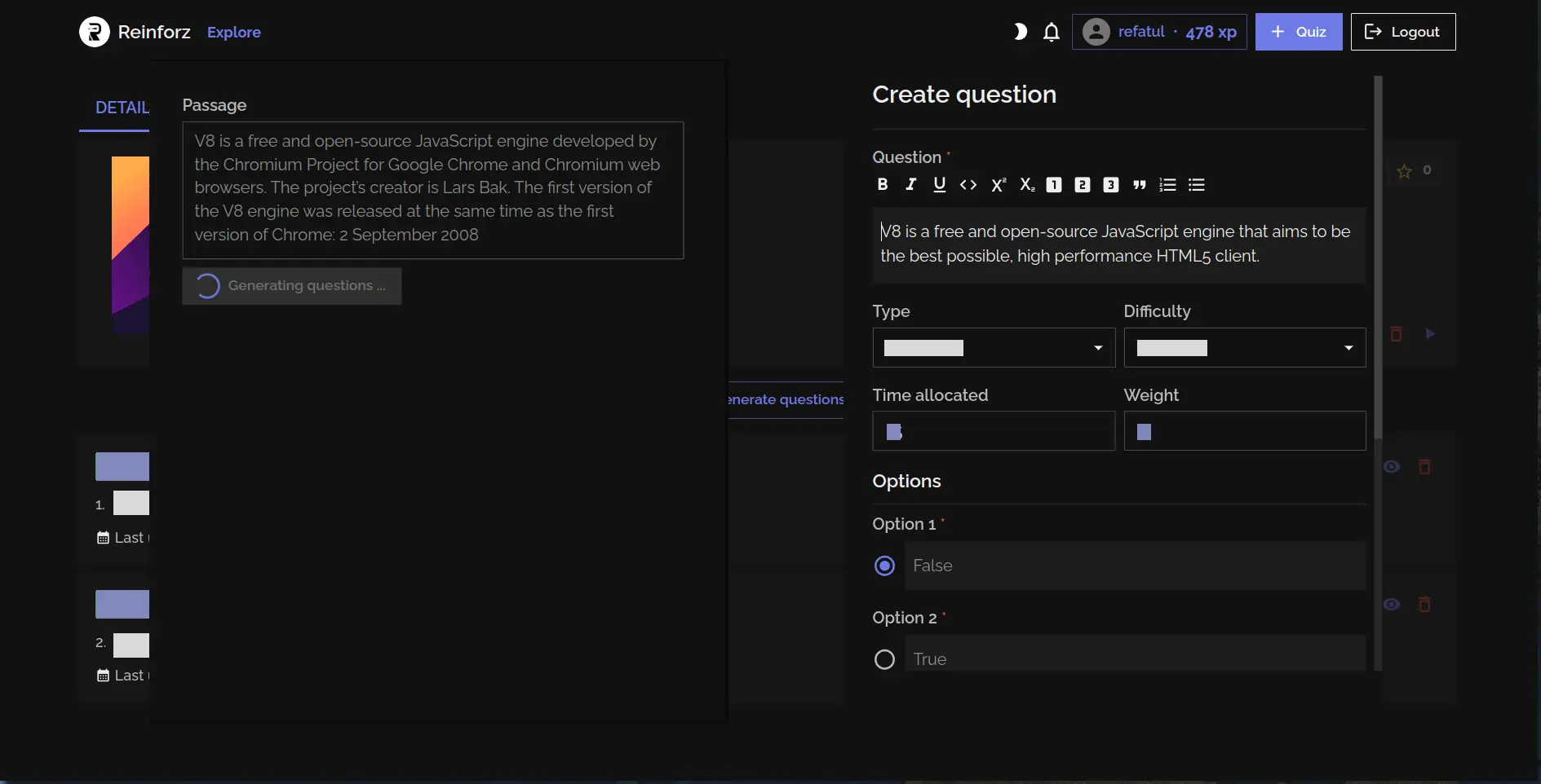 Generate questions using our state of the art AI models
